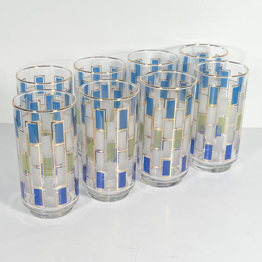 (24915) Set of Eight Libbey Blue and Green Tumblers