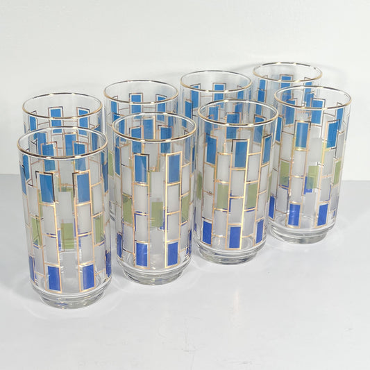 (24915) Set of Eight Libbey Blue and Green Tumblers