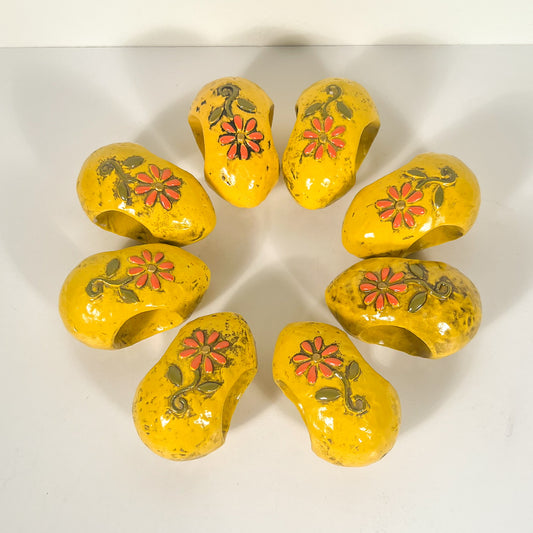 (24731) Set of Eight Midcentury Fitz & Floyd Yellow Napkin Rings