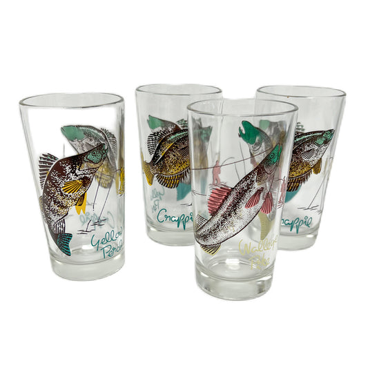 (23467) Set of Four Midcentury Fishing Tumblers