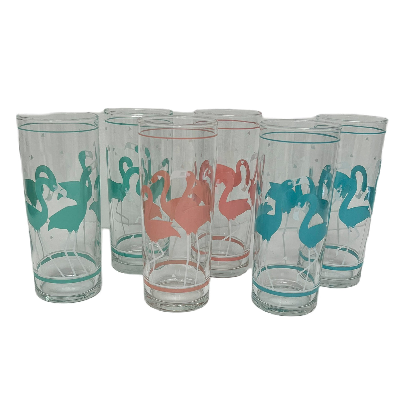 (23409) Set of Six Vintage Flamingo Collins Glasses