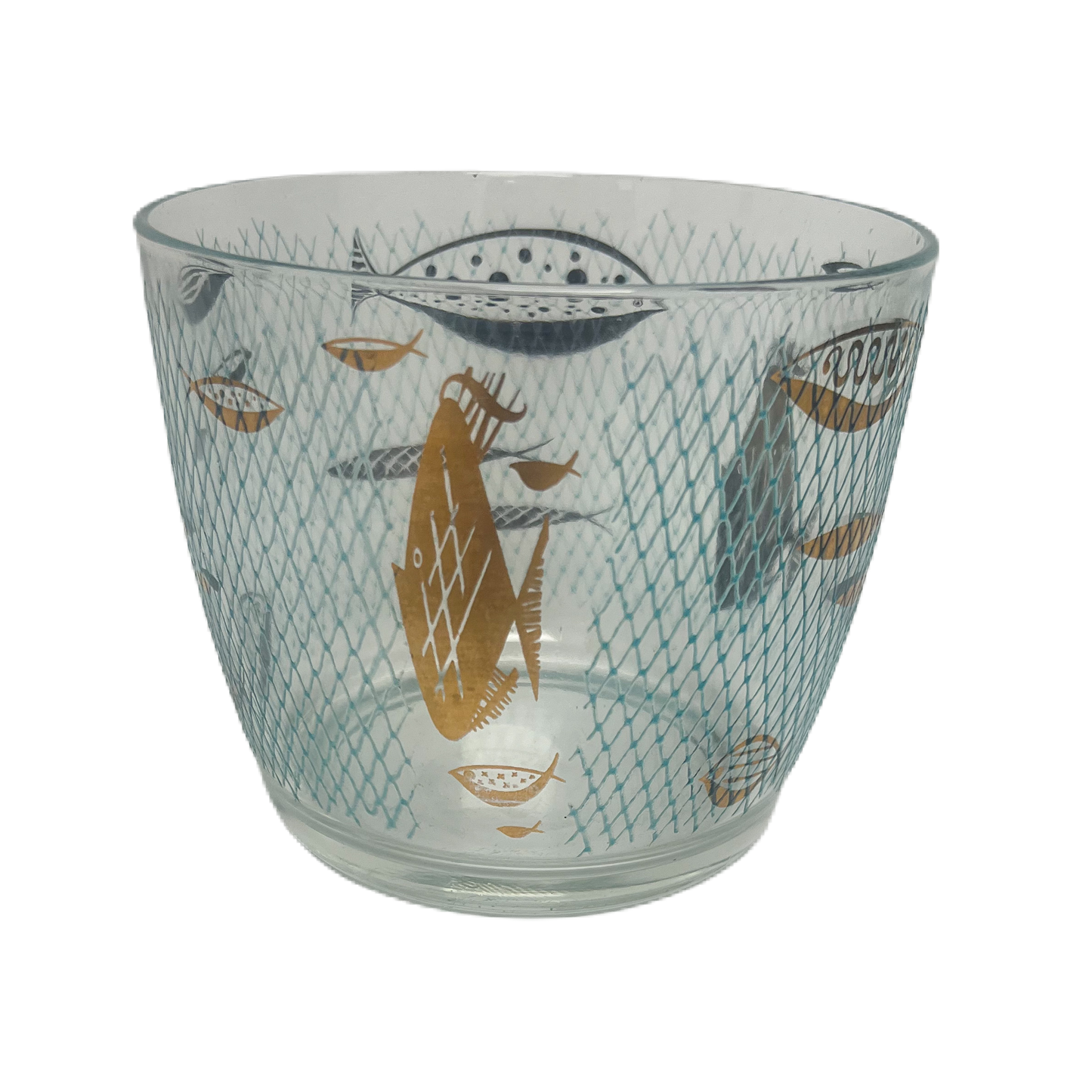 (23714) Atomic Turquoise and Gold Fish Ice Bucket