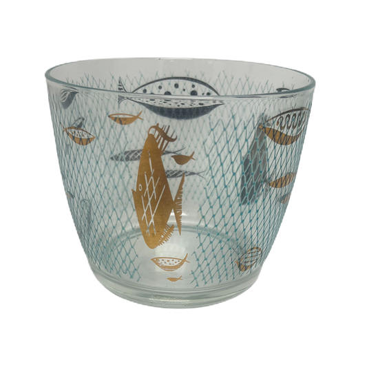 (23714) Atomic Turquoise and Gold Fish Ice Bucket