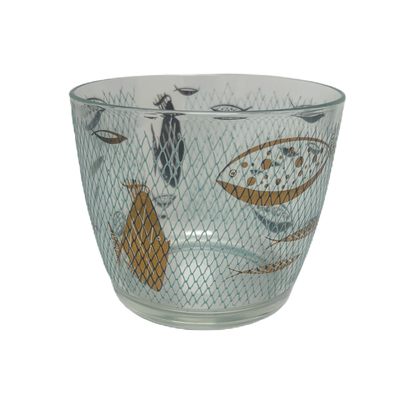 (23714) Atomic Turquoise and Gold Fish Ice Bucket