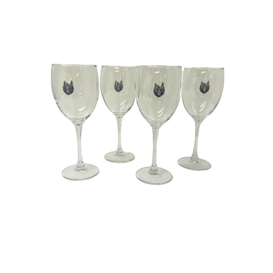 (23108) Raleigh Cocktail Company Exclusive Set of Four Wolf Wine Glasses