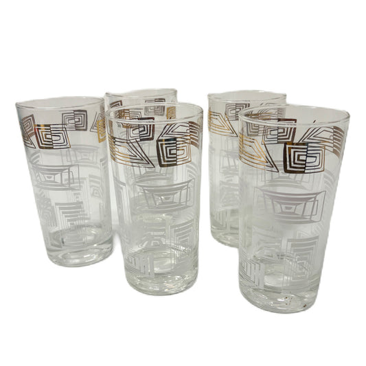 (22371) Set of Five Atomic Tumblers Gold & White