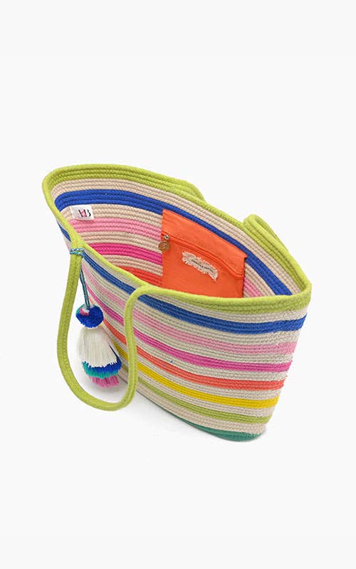 (23479) Recycled Cotton Stripe Tote-Natural Multi