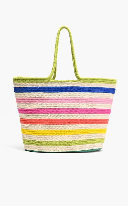 (23479) Recycled Cotton Stripe Tote-Natural Multi