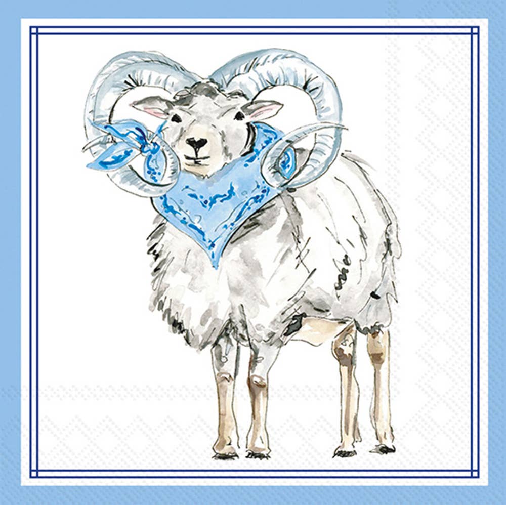 (23490) Blue Ram Cocktail Napkins