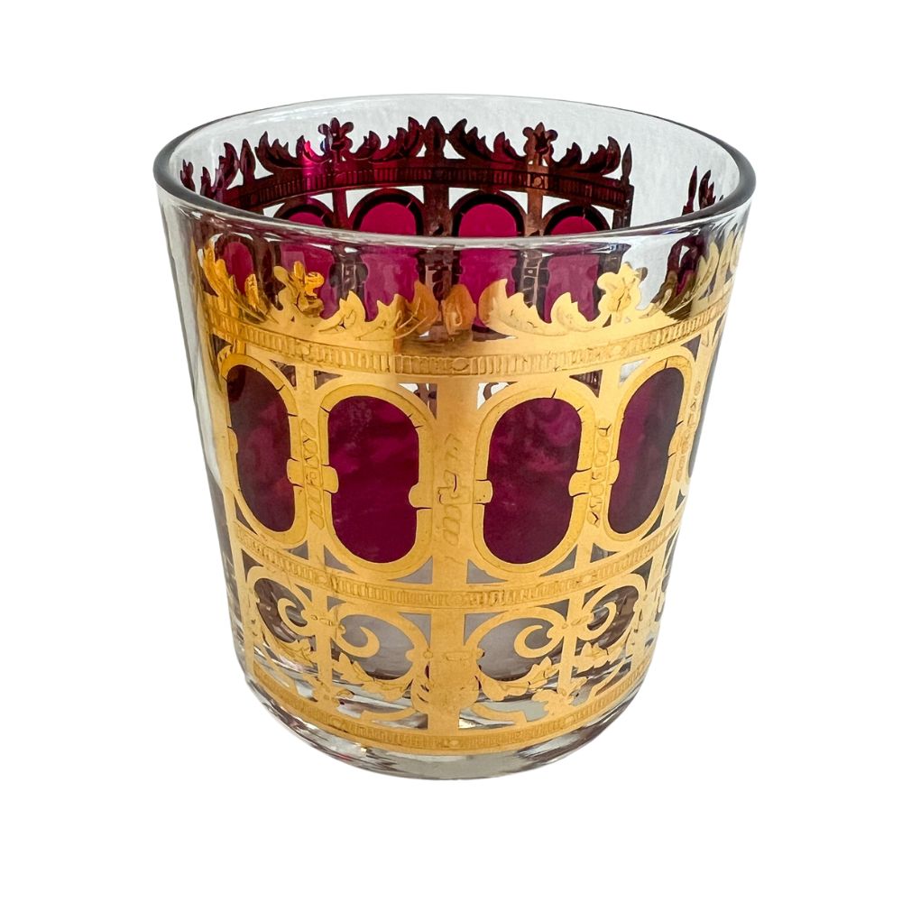 (21631) Set of Eight Culver Cranberry Rocks Glasses