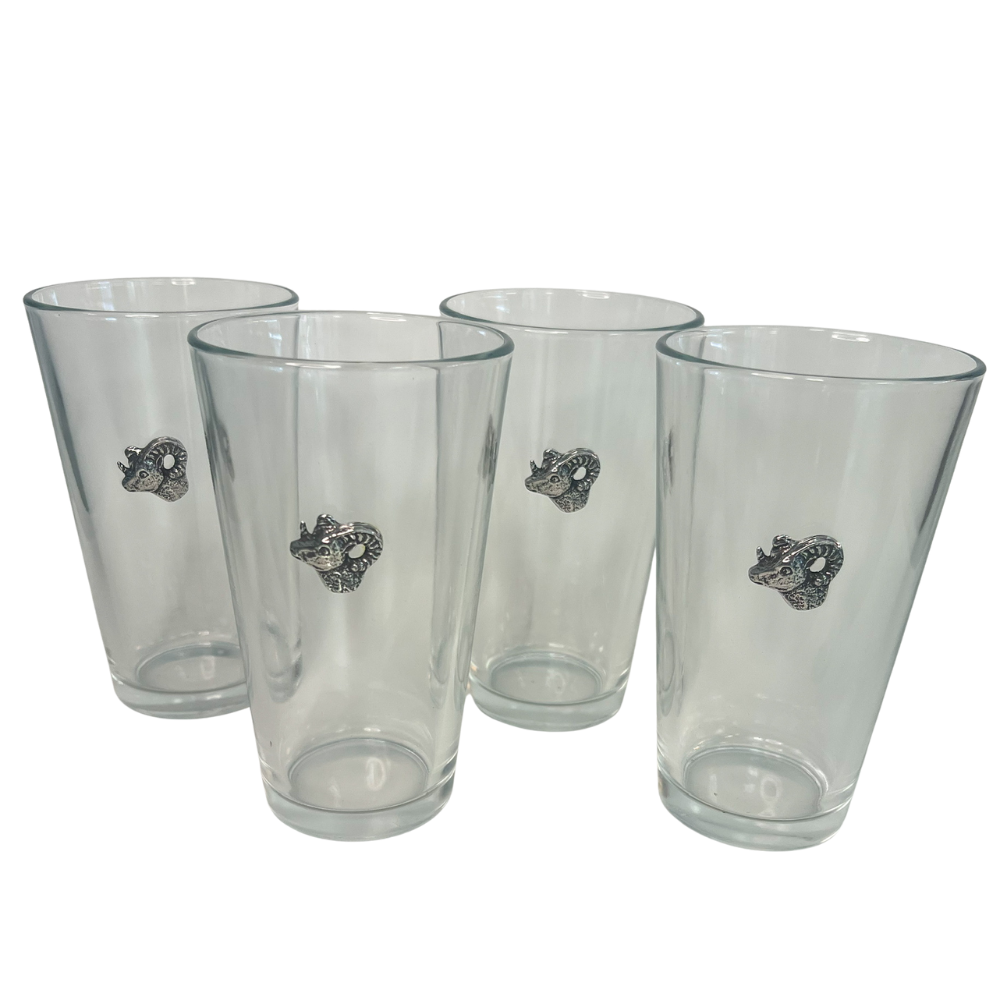 (19748) Raleigh Cocktail Company Exclusive Set Of Four Pint Glasses With Ram